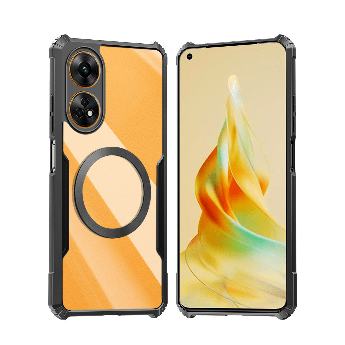 TEMU Phone Case: Compatible With Oppo Reno 8t 4g Phone Cases Magnetic Casing Shockproof Soft Cover Acrylic Transparent Back Protection Shell