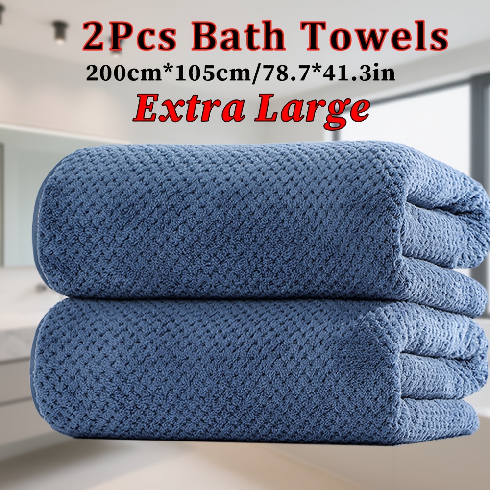 TEMU 2pcs Extra Large Bath Sheets Set,2pcs Extra Large Bath Towel 200cm*105cm/78.7*41.3in, Pineapple Checkered Pattern,microfiber Material, Suitable