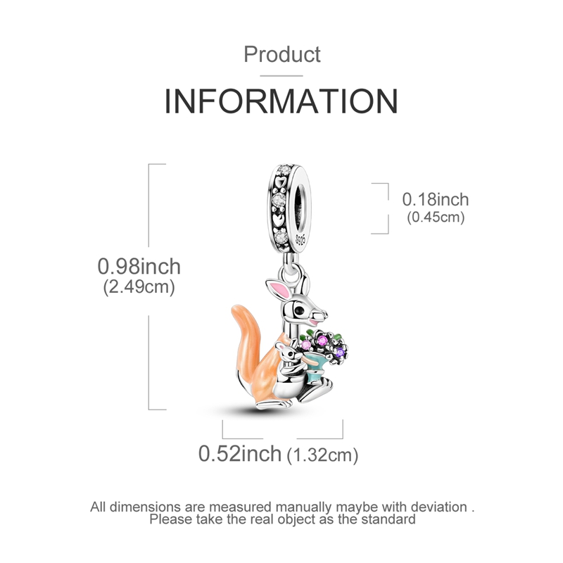 925 Silver Parent-Kangaroo Pendant for DIY Jewelry