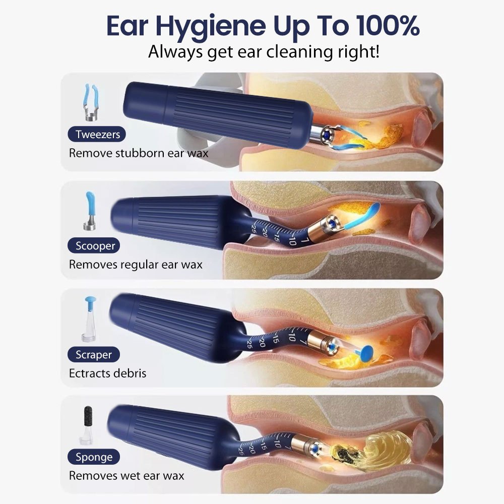 portable earwax cleaning tool set flexible visual   spoon with high definition camera