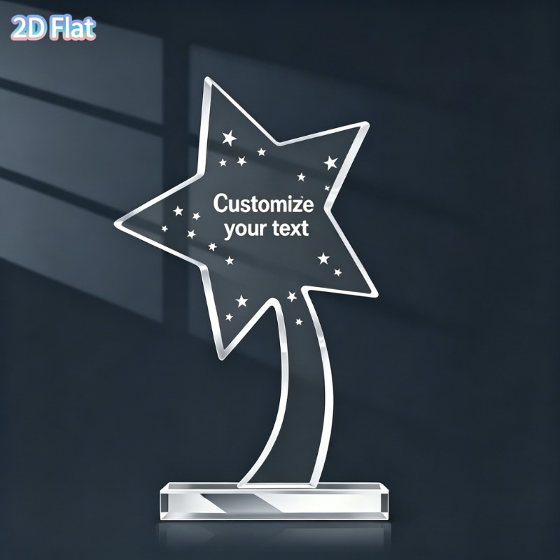 TEMU 2d Flat, Customizable Retro Acrylic Trophies Suitable For Weddings, Birthdays, Graduation - Name/text Tabletop Awards, Durable Irregular-shaped