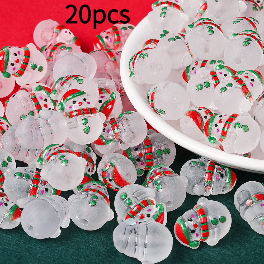 TEMU A Set Of 20 Transparent Matte Snowman Beads, Perfect For Christmas-themed Projects Such As Bead Pens And Decorations. Acrylic Spacer Beads Are