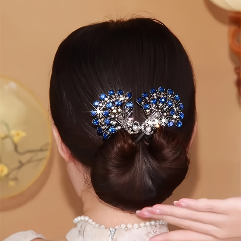 2pcs elegant peacock hairpin set diy french updo clip   accented alloy battery free stylish womens hairstyle accessory for parties weddings or daily use updo hair decor intricate design     hair accessories Product details 5