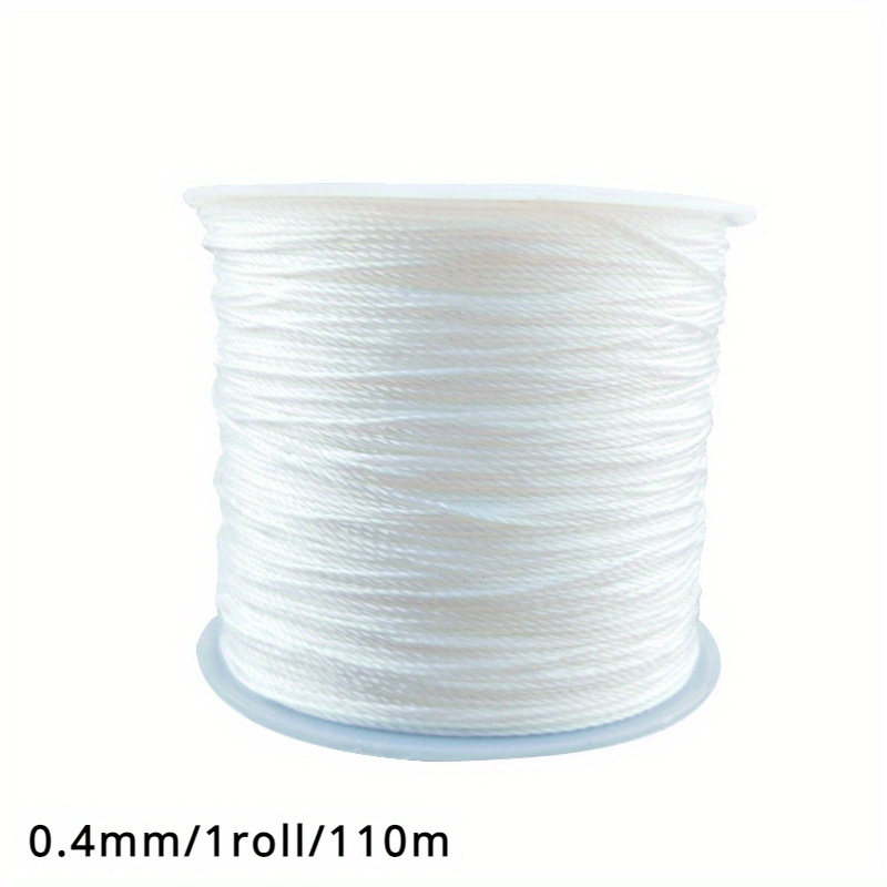 TEMU 1 Roll 0.2-1mm White Beaded Thread With - Non-elastic String For Hand-woven Bracelets, Necklaces & Craft Projects - Durable Winding Strand For