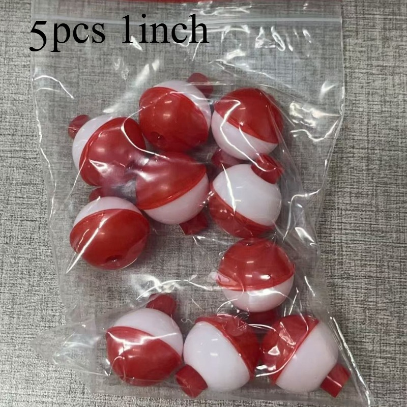 TEMU Lot de 5 flotteurs de pêche, bouées de pêche en ABS dur en vrac, flotteurs bouées ronds à bouton-poussoir pour accessoires de matériel de pêche,