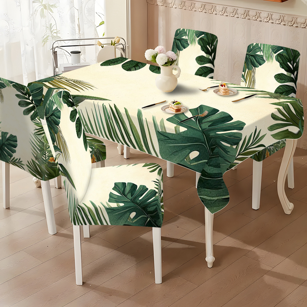 5pcs set 7pcs set chair cover and tablecloth set 1pc of tablecloth 4pcs of chair covers or 1pc of tablecloth 6pcs of chair covers suitable for restaurants living rooms home decoration   reusable beautiful