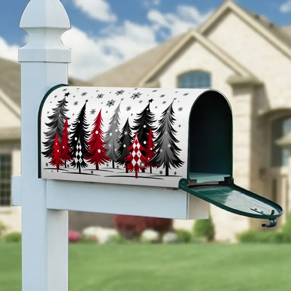 TEMU 1pc Christmas Holiday Mailbox Cover, Magnetic Standard Size 21" X 18", Christmas Classic Movie Truck Pine Tree Mailbox Decoration, Christmas