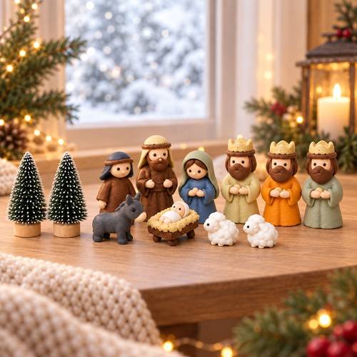 imagen del artículo 12 piezas, : 10 piezas de mini figuras de + 2 piezas de , del navideño con , , pastor, burro y , miniaturas de decoración de mesa para repisa de chimenea, estantes, exhibiciones festivas y regalos