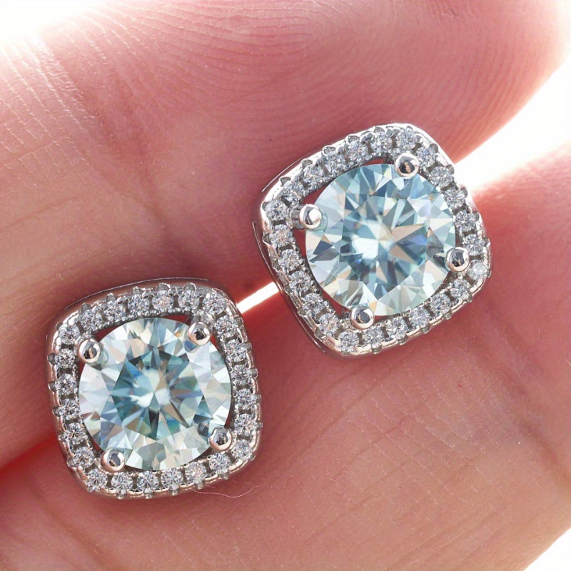 Women's 925 Silver Moissanite Earrings, Chic Holiday Gift