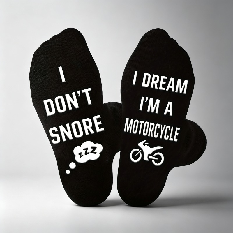 TEMU 1 Pair Fun Motorcycle Slogan Men's Mid-calf Socks, Men's Motorcycle Glue Socks, Men's Outdoor Socks Suitable For Enthusiasts At Home And Casual
