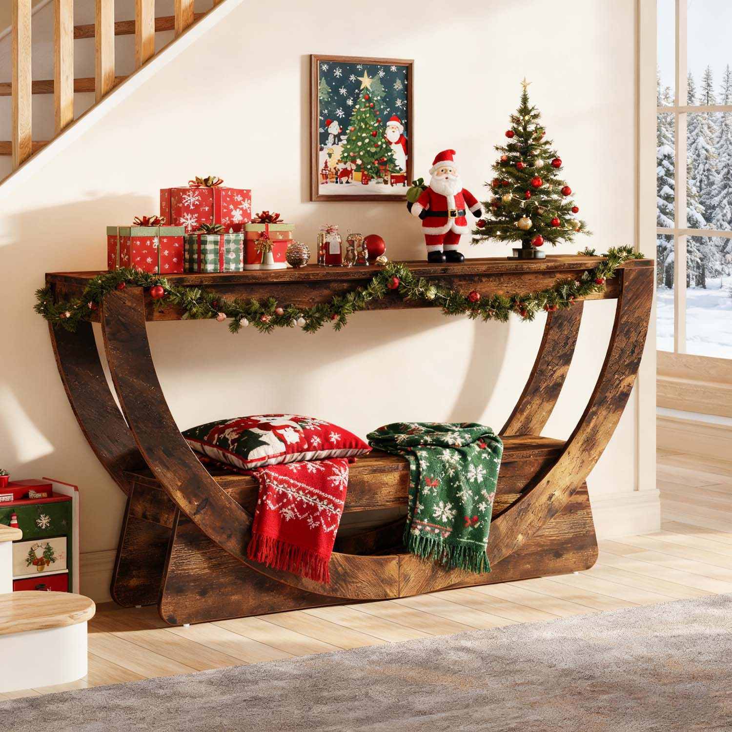 63-inch Console Table With 2-tier Storage Shelves - Narrow Long Sofa Table Suitable For Behind Couch, Wood &, Dark Brown Entryway Table For Hallway, Living Room, Foyer, Christmas Display