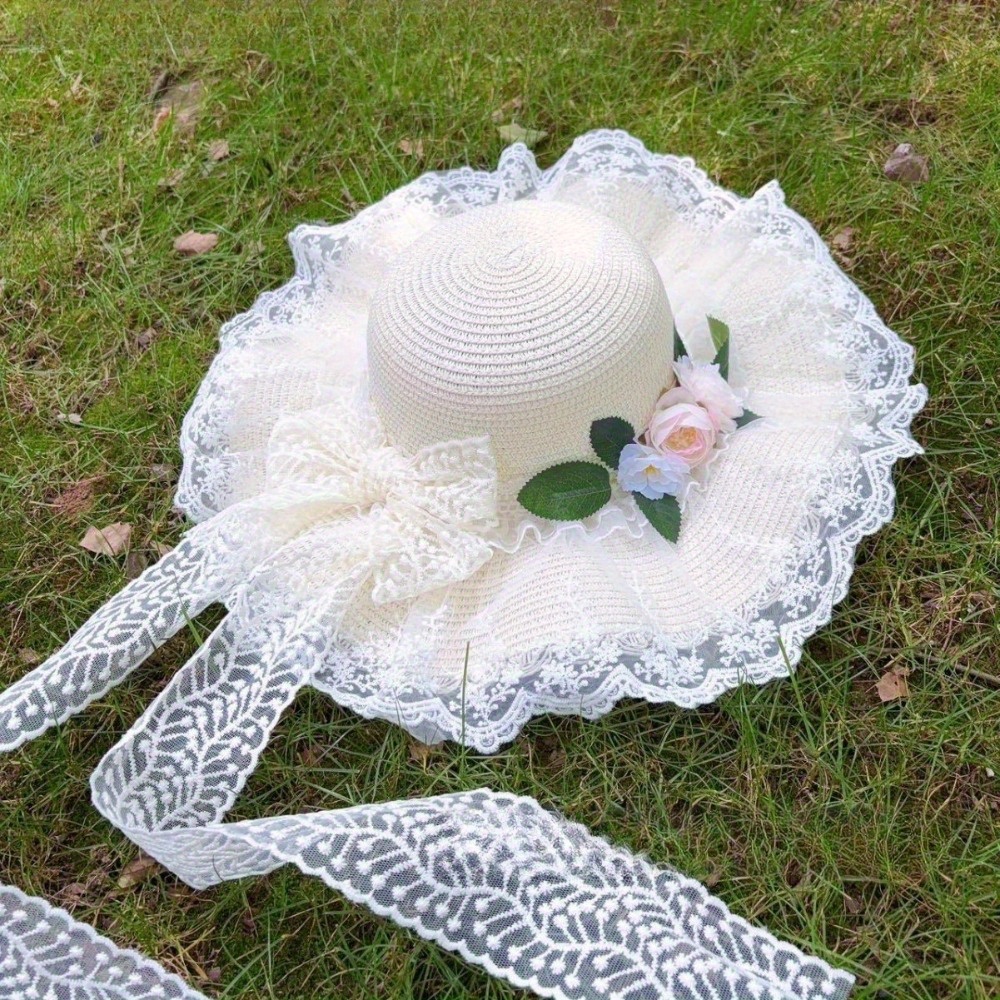 TEMU de avec Nœud, Chapeau de Paille Beige Lo , Chapeau de Paille Japonais Polyvalent Beige
