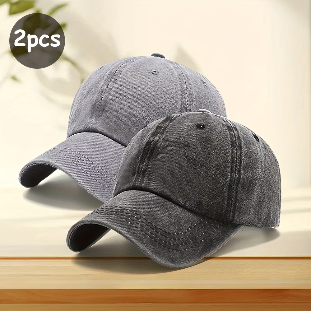2pcs Vintage Washed Distressed Baseball Cap