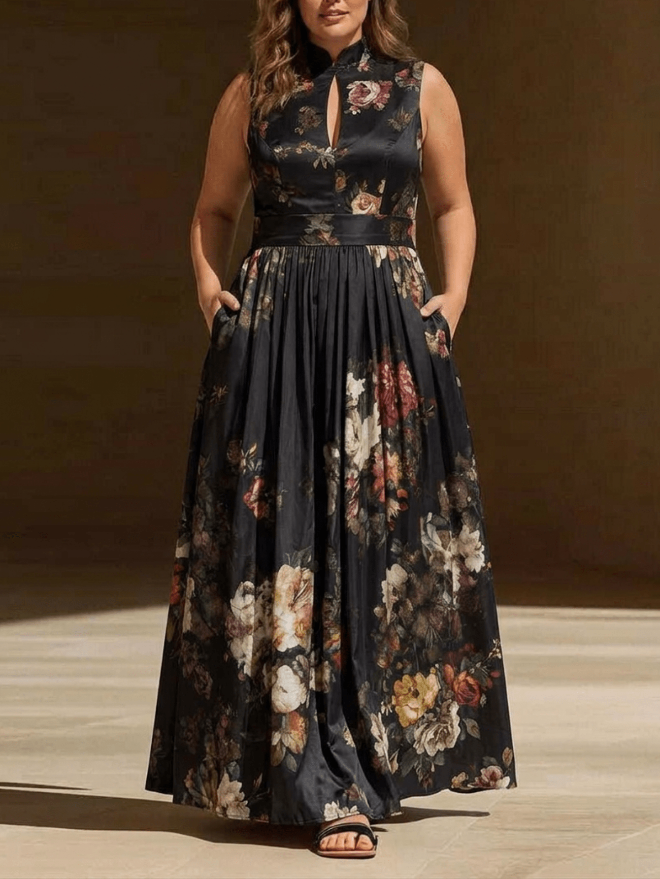 halter dress with sleeves Michelle Mason halterneck drop-sleeve maxi G- Girl