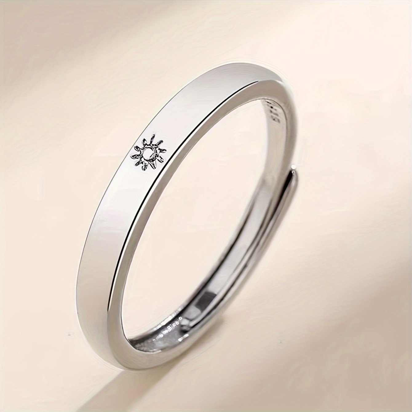 2pcs Sun and Moon - Couple Ring Set - 2 Adjustable Open Rings - Ideal for Lovers - No Engraving - Perfect Gift for Christmas, Halloween, Valentine's Day
