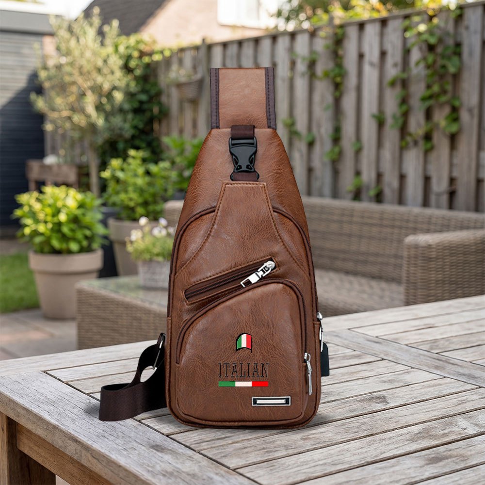 Sac Bandoulière Sport Homme — Style Italy Multipoches Nouveau Sac Bandoulière de Sport en Plein Air ITALY pour Homme, Sac Banane, Sac de Poitrine de Sport, Sac à Bandoulière Décontracté avec Sangle Réglable et Conception Multi-Poches, Convient pour le Voyage, la Pêche et les Trajets Quotidiens