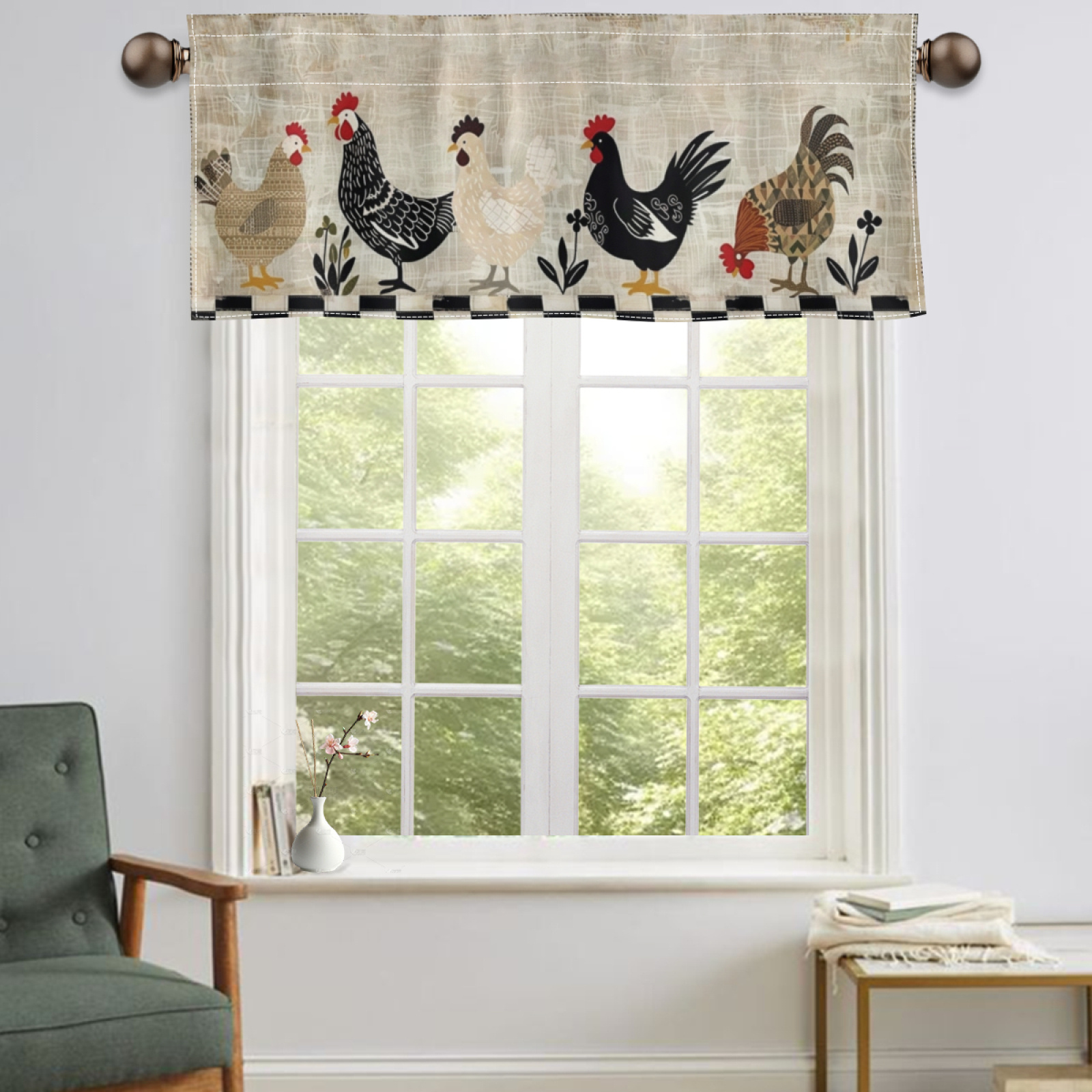 

1pc Valance Curtain - Polyester Non-woven , , - , Rod Hanging, Printed Decor For ,