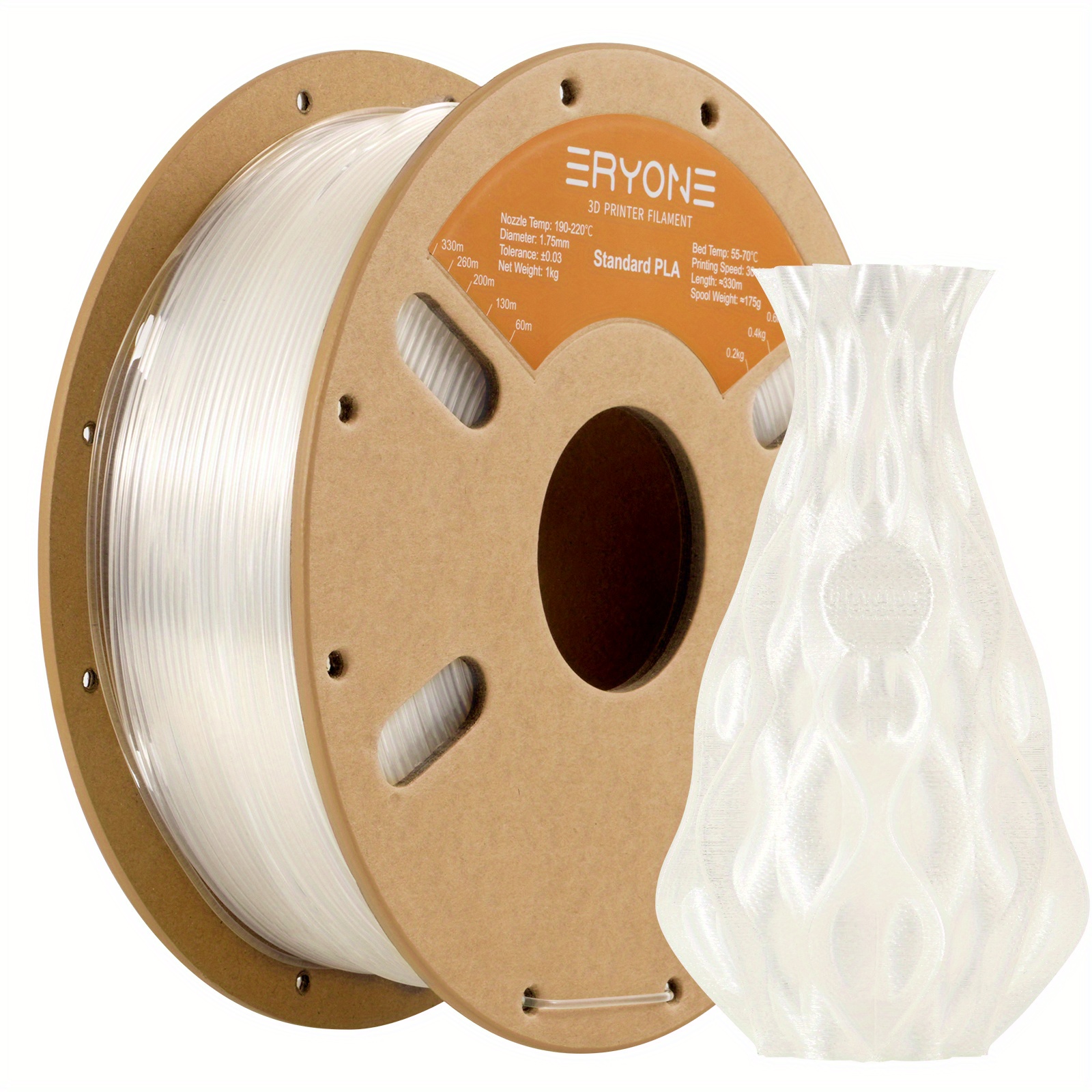ERYONE 2 kg PLA standardni filament za 3D tiskalnik, 1,75 mm +/-0,03 mm, 2 kg (4,4 lbs)/kolut