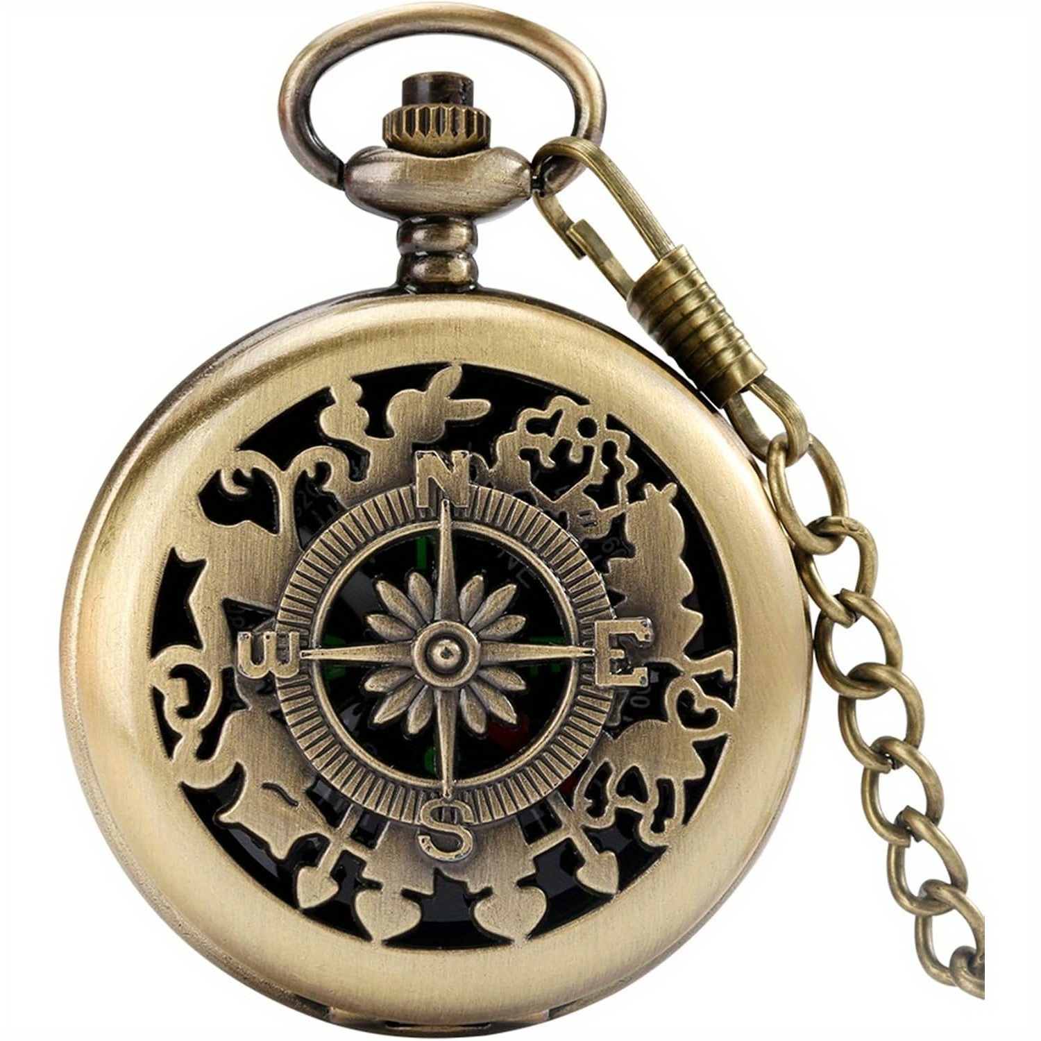 TEMU 1 Vintage Compass Pocket Watch, Outdoor Hiking Compass Pocket Watch, A Compass Navigation Tool For Hiking And Camping. 1 Compass +