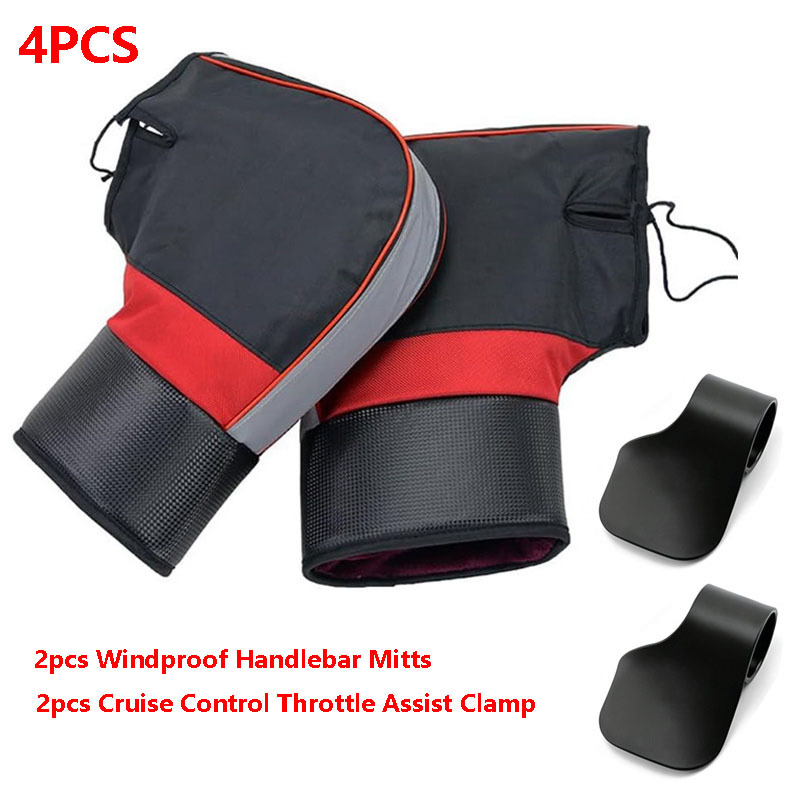 TEMU 4-delige dikke warme stuurhandvatset, 2 stuks universele warme stuurhandhoezen + 2 stuks gashendelclips, geschikt voor winterrijaccessoires op