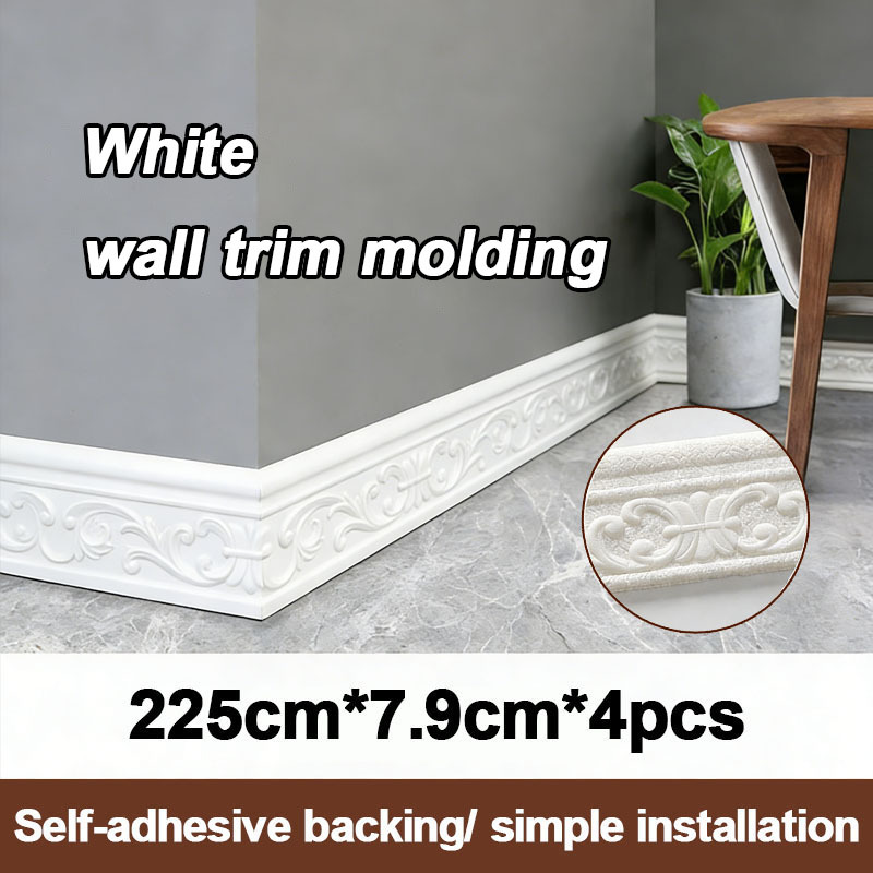 TEMU 4pcs A Roll Waterproof 3d Self-adhesive Wall Trim Sticker Roll - Foldable Essential Plastic Material For Home Decor - Ideal For Sealing Around