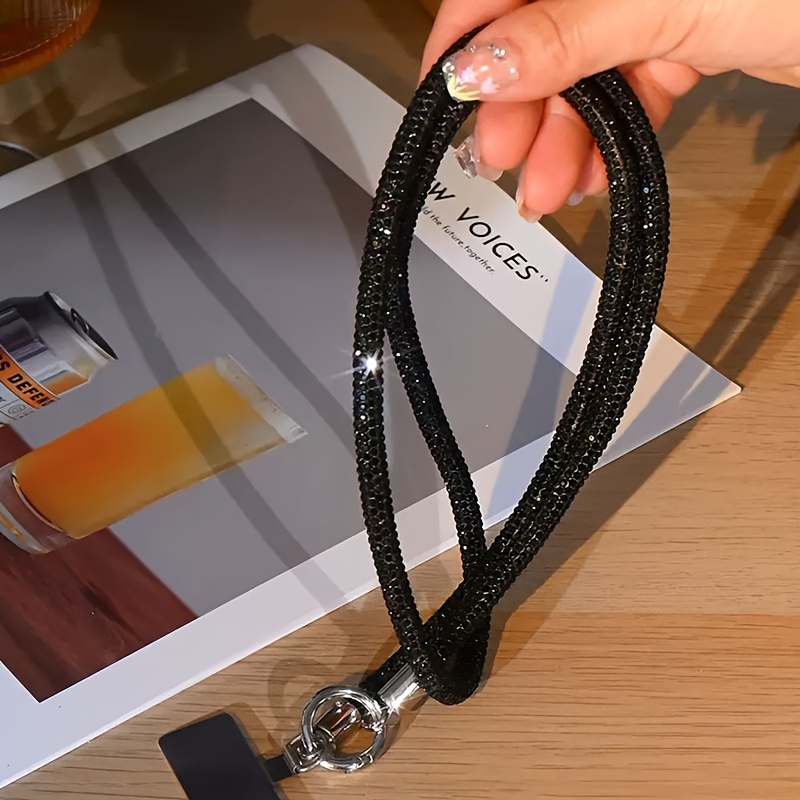 TEMU ロング斜め掛けトラップ フルダイヤモンド装飾＋メタルパーツ付き ヤード 紛失防止 交換用ストラップ