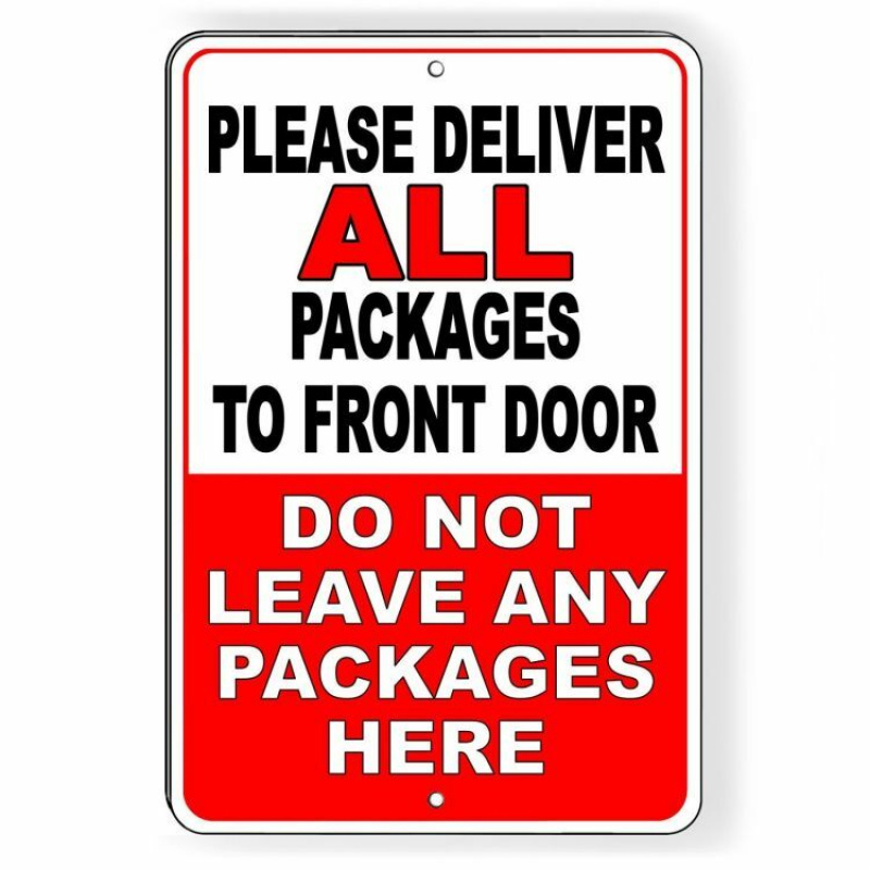 TEMU 【2d Flat】 [2d Flat] Retro Aluminum Sign Stating 'deliver All Packages To The Front Door - Do Not Leave Here' - Sturdy Wall-mounted Sign For
