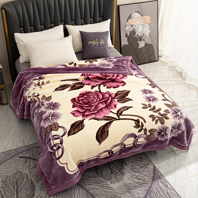 1pc Thickened Brushed Blanket, Double-layer Thickened Soft Long Plush Blanket, Double-sided Velvet, Suitable For Winter Dormitory Office Sofa Warm Velvet Blanket