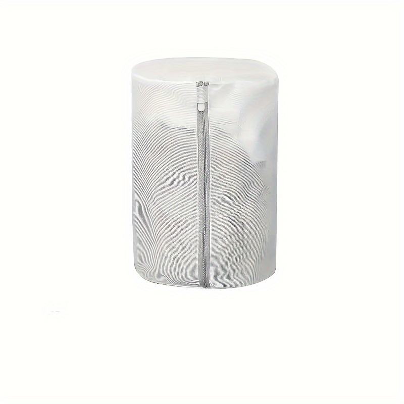 TEMU Durable White Polyester Shoe Wash Bag With Mesh Pocket And Zipper Closure - Suitable For Machine Washing, Sneakers, Jewelry Additions Lined With
