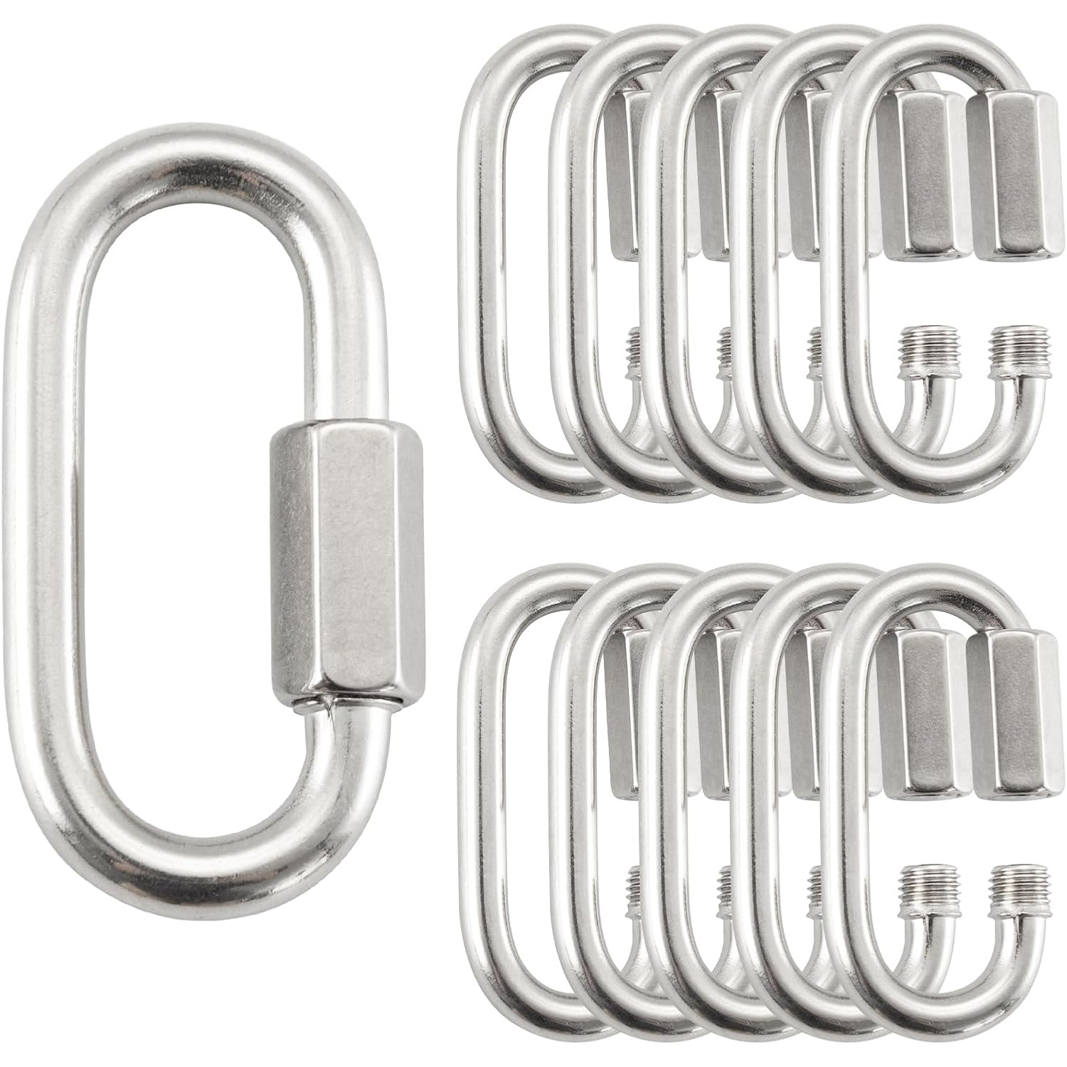 E-shop Schnellkettenglied, Edelstahl-Schnellkettenglied, Verriegelbare Karabiner-Glieder mit Gewinde, Kettenverbinder
