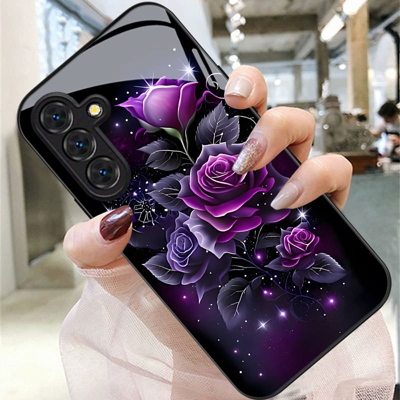 TEMU Phone Case - Deep Purple And Black Gradient Starry Pattern Phone Case For Galaxy