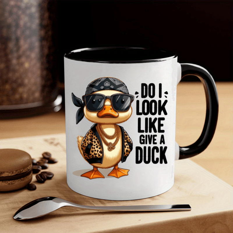 1pc funny do i   i give a duck mug 11oz ceramic coffee cup with cool   insulated machine washable perfect humor gift for   ideal for home office use coffee bar accessories details 4