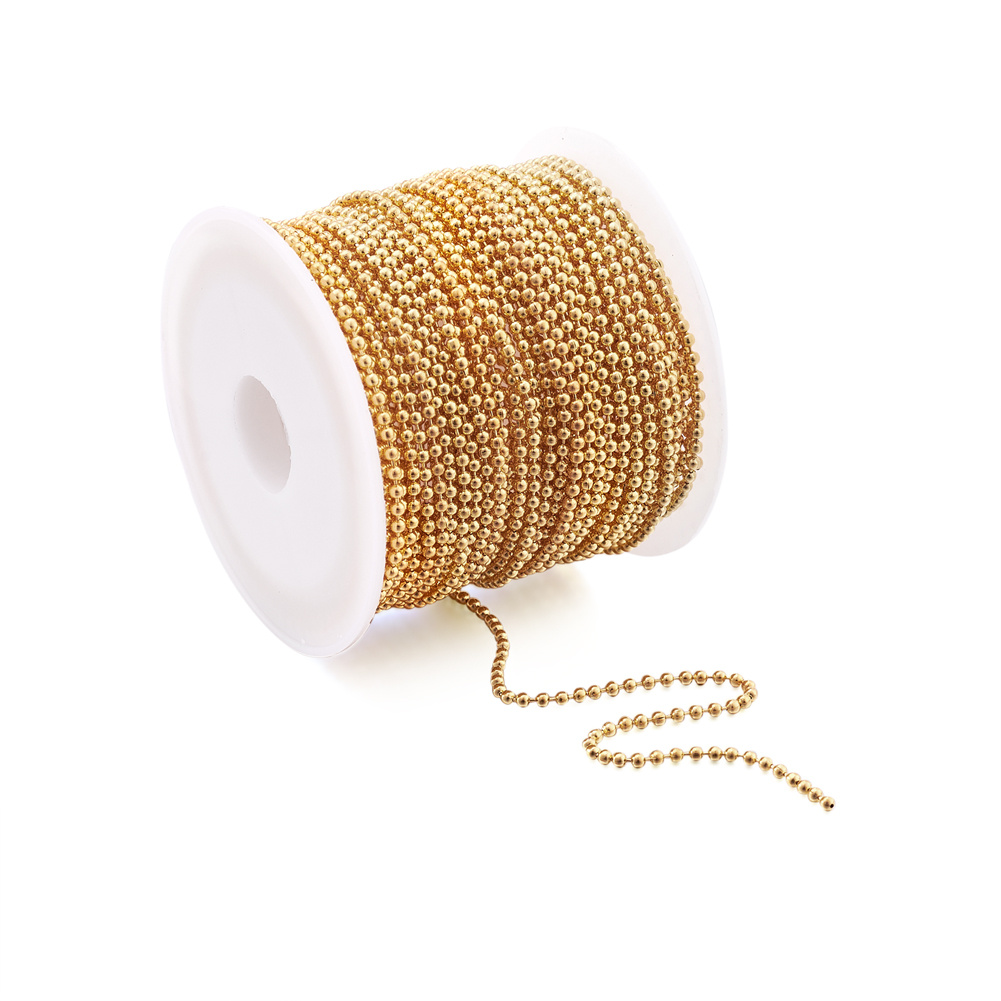TEMU Chaînes de perles en boules de fer de 10 m, soudées, dorées, 32,8 pieds (10 m)/rouleau, idéales pour la création de et de bijoux DIY