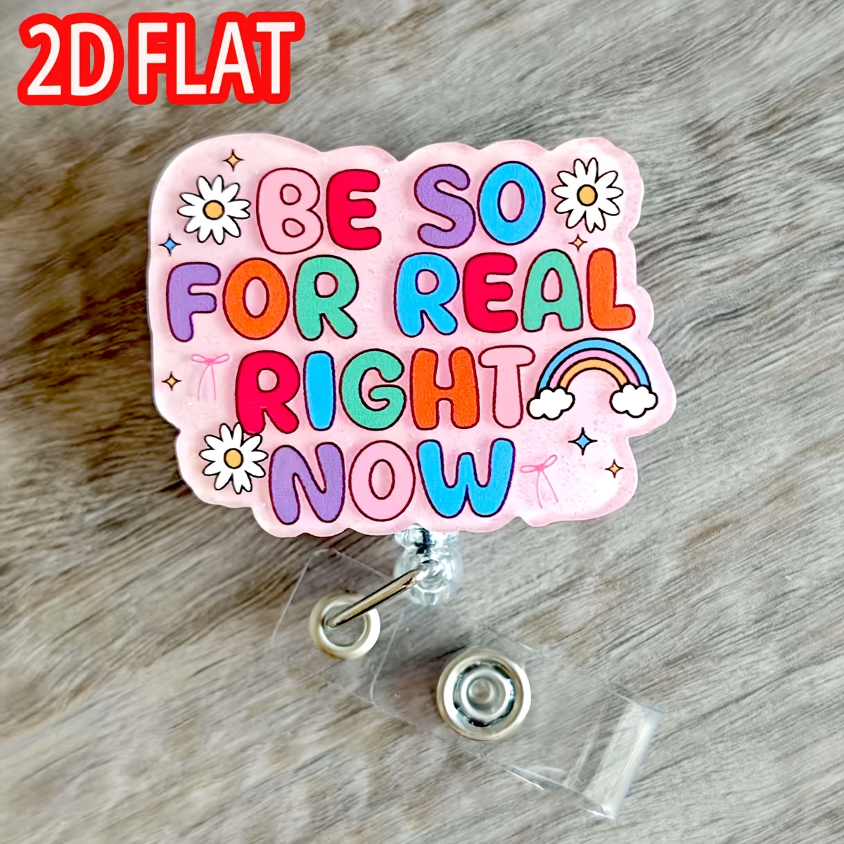 TEMU 2d 1 Roll Of 2d Flat Creative And Fun Badge Reels, A Lightweight Retractable Name Badge Lanyard With A Waist Clip, Suitable For Nurses, Staff,