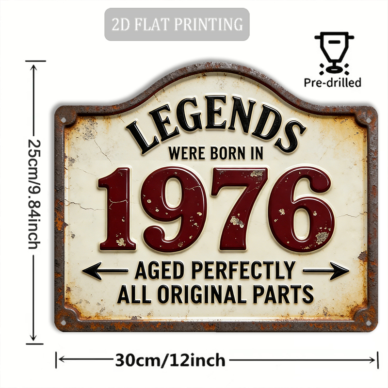 TEMU 2d Flat, 1pc 1pcs 1976 Vintage Metal Wall Sign - Retro " Born In 1976" Plaque Suitable For Garage, Bar, Office Decor - Birthday Gift For Dad,
