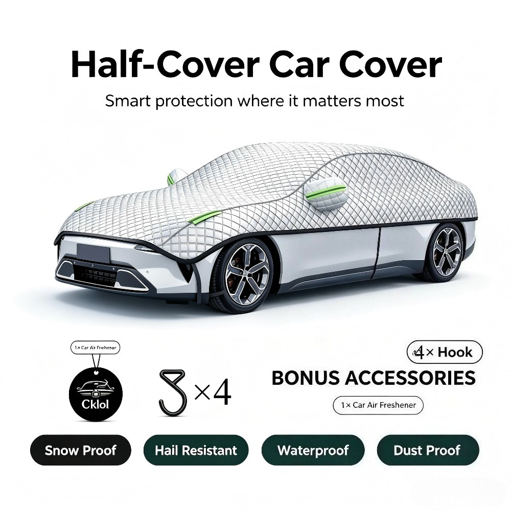 TEMU 1pc (aluminum Film Composite Fleece-lined) Car Cover With 4 Hooks And 1pc Fragrance Tablet Gift, Suitable For Most Car Models - Protects Against