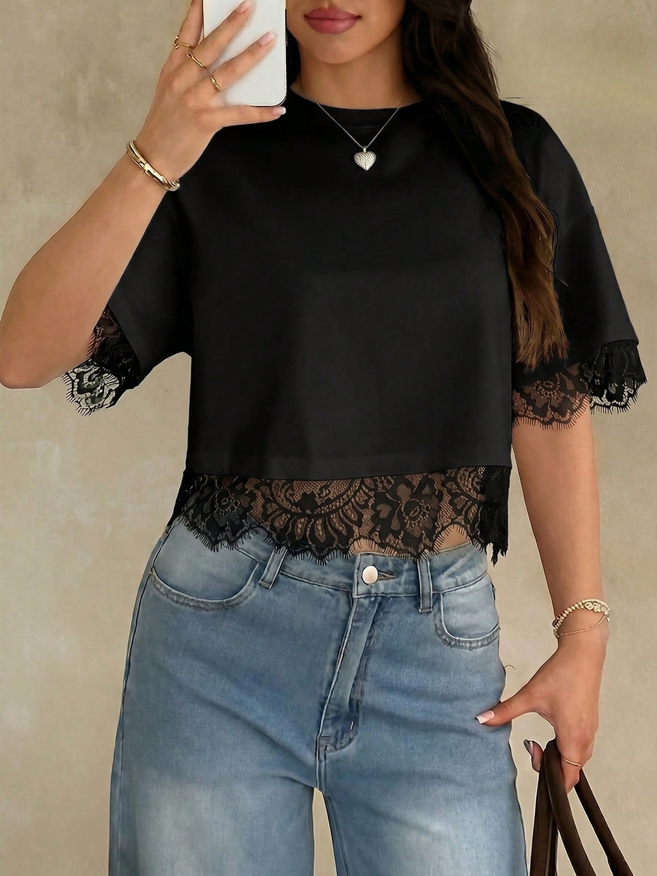 Womens High Neck Bell Sleeve Asymmetrical Hem Drawstring T
