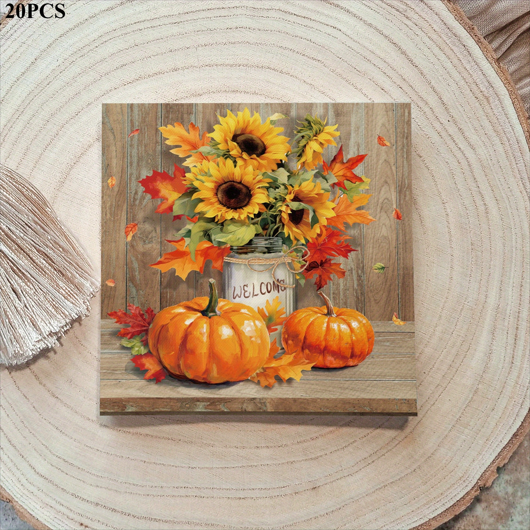 Image of 20pcs New Thanksgiving Pumpkin Wind Theme Party, Suitable For Party Decoration, Party Supplies, Holiday Party Decorations, Disposable Holiday Napkins