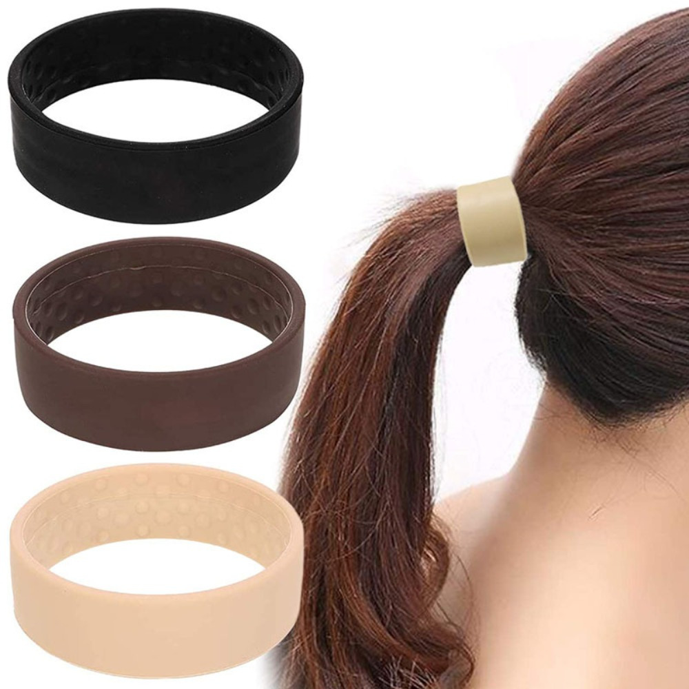 

[1pc Foldable Hair Tie] 1pc Minimalist Style Seamless Foldable Hair Tie, High-temperature Resistant Plastic Band, Solid Color, For 14+