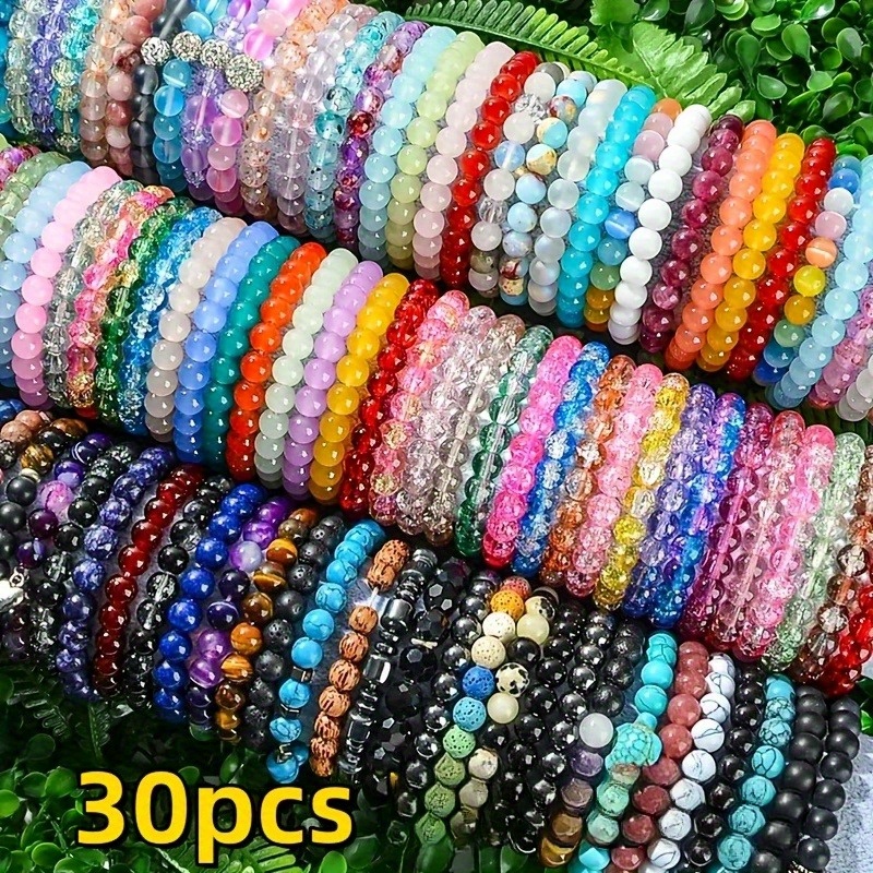 TEMU Random This 30pcs Glass Bead Bohemian Men's And Women's Bracelet Is A Fashionable And Elastic For Accessory With A Retro Style. Suitable For And