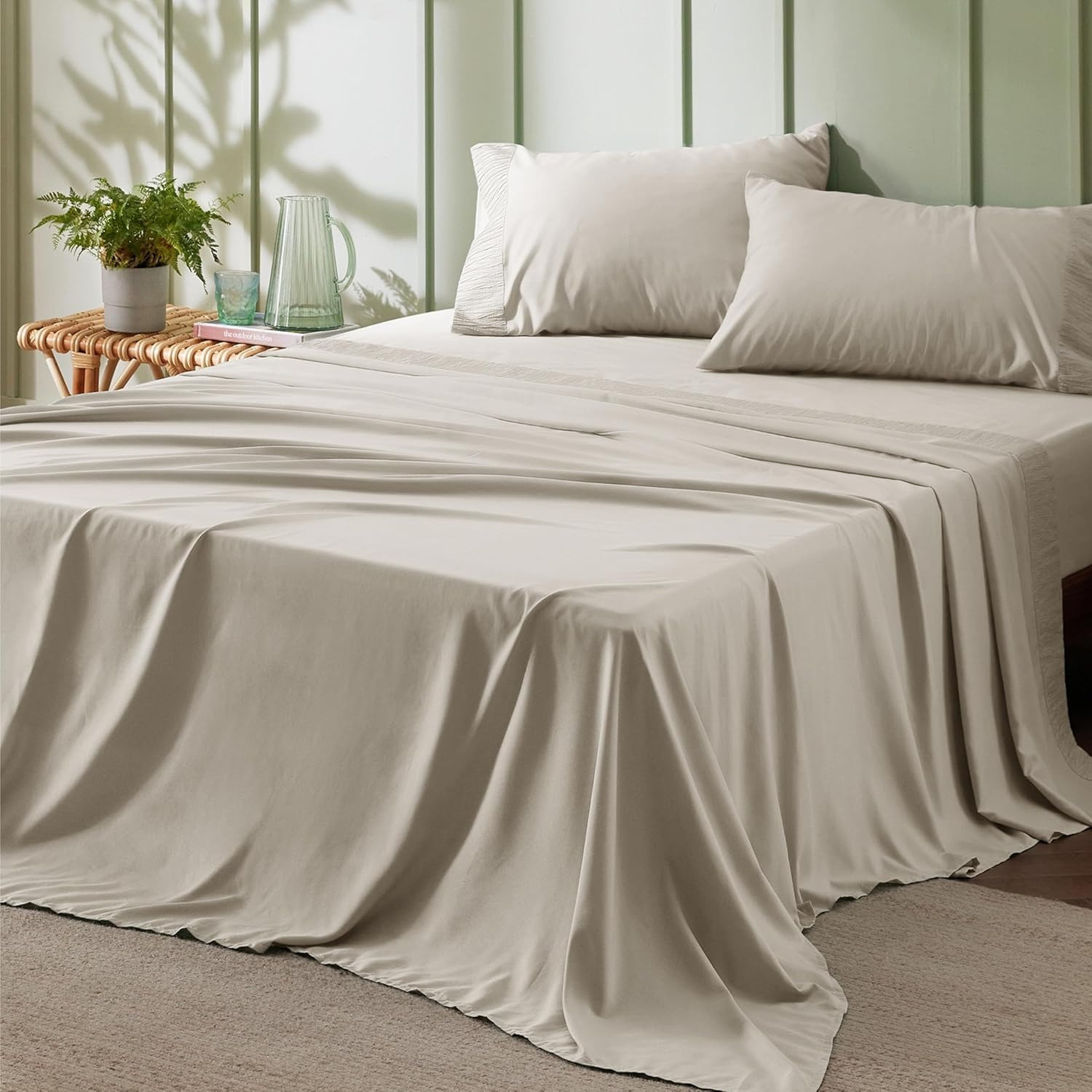 

Bedsure Sheet Sets - Soft Sheets For Bed, 3/4/5pcs Business Sheets, Polyester Microfiber Cooling Bed Sheet Set