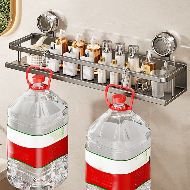 item picture suction cup storage rack bathroom organization rack without drilling shower rack 30cm long bathroom rack wall mounted space saving suitable for shampoo conditioner toiletries shower rack