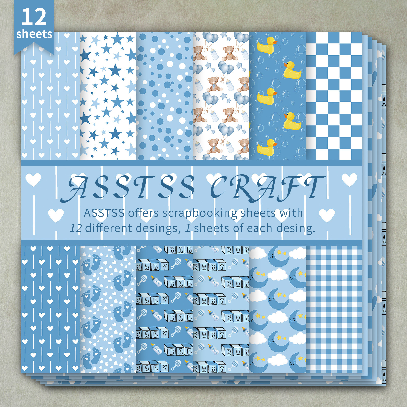 TEMU 12-sheet Asstss 6*6-inch Scrapbooking Paper Pad | - Backing Paper, Heavyweight Cardstock For Journaling, Collage Art, Greeting Cards, & Crafts,