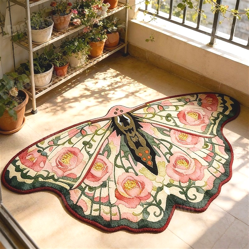 TEMU Golden Diamond Velvet 850g + 7mm 2d Hd Printing Rug, Vintage Floral Living Room Sofa Carpet, Romantic Atmosphere Bedroom Decor Bedside Rug, Ins-