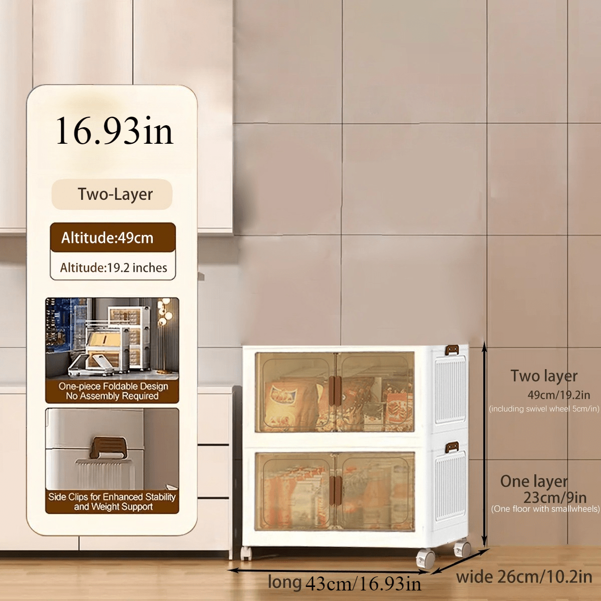 Foldable Storage Cabinet With Lid & Front - Suitable For Home Office Organizer, Mobile Plastic Shelving Unit With Wheels, Space- For, Workshop, Multi- Use (no Doors Revision)
