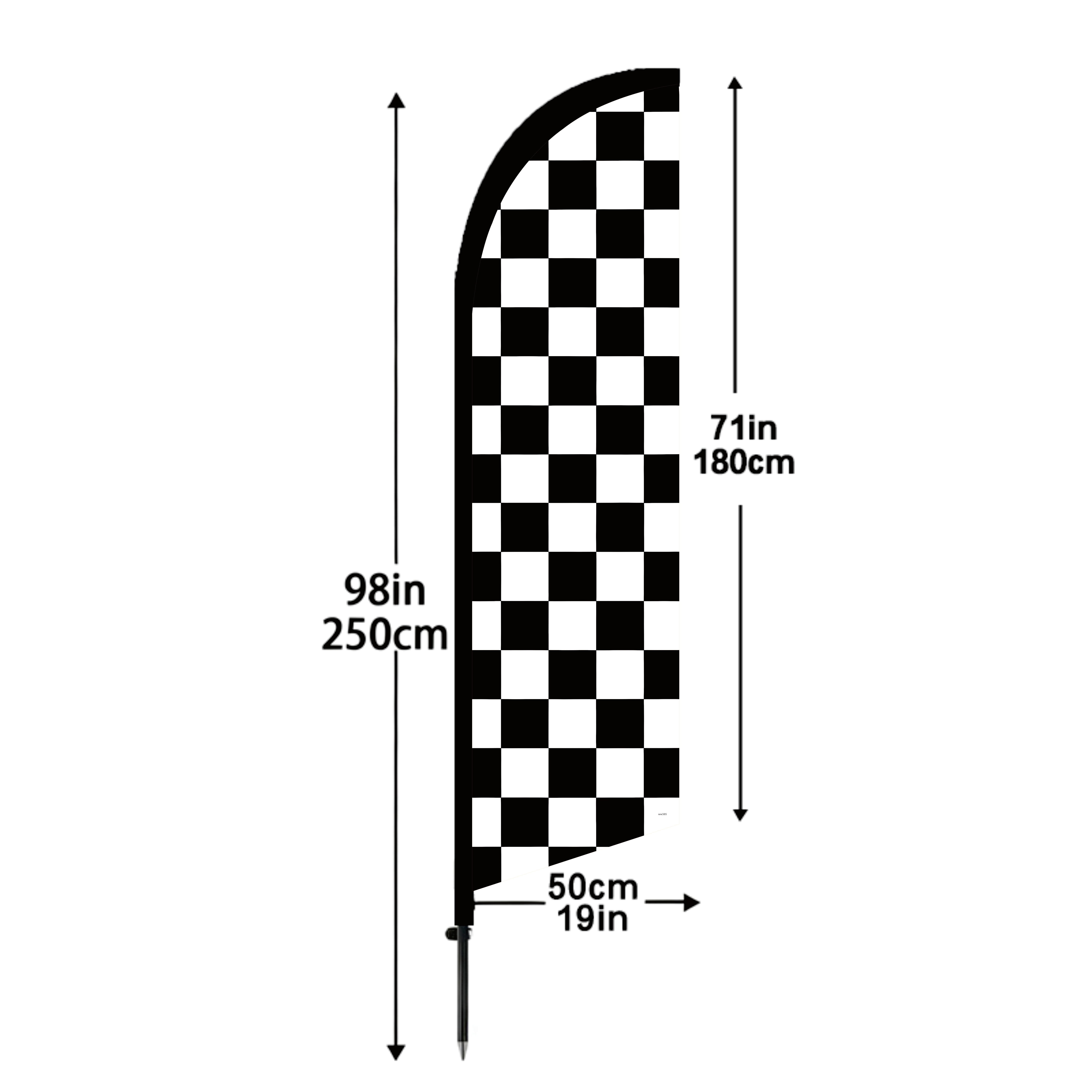TEMU [black And White Checkered Racing Event] Feather Flag, 180cm High, 50cm Wide (pole Not Included), Polyester Flag Banner, Double-sided Display,