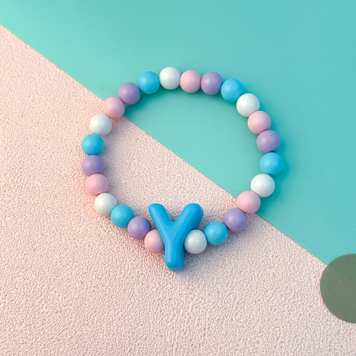 Playful Cartoon Macaron Multicolor Letter Elastic Bracelet