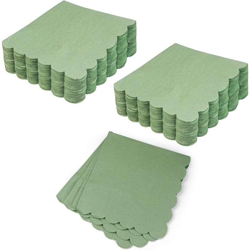 TEMU 100 Sheets/50 Fan-edge Cocktail Napkins - Disposable Paper Napkins For Party Events, White, Suitable For Weddings, Birthdays, Parties, , Party