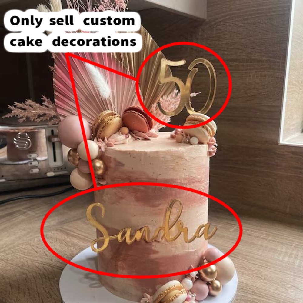 TEMU 2pcs Personalized Custom Acrylic Cake Toppers, Customizable With , Multiple Color Options, Mirror Acrylic Material, Christmas And Thanksgiving