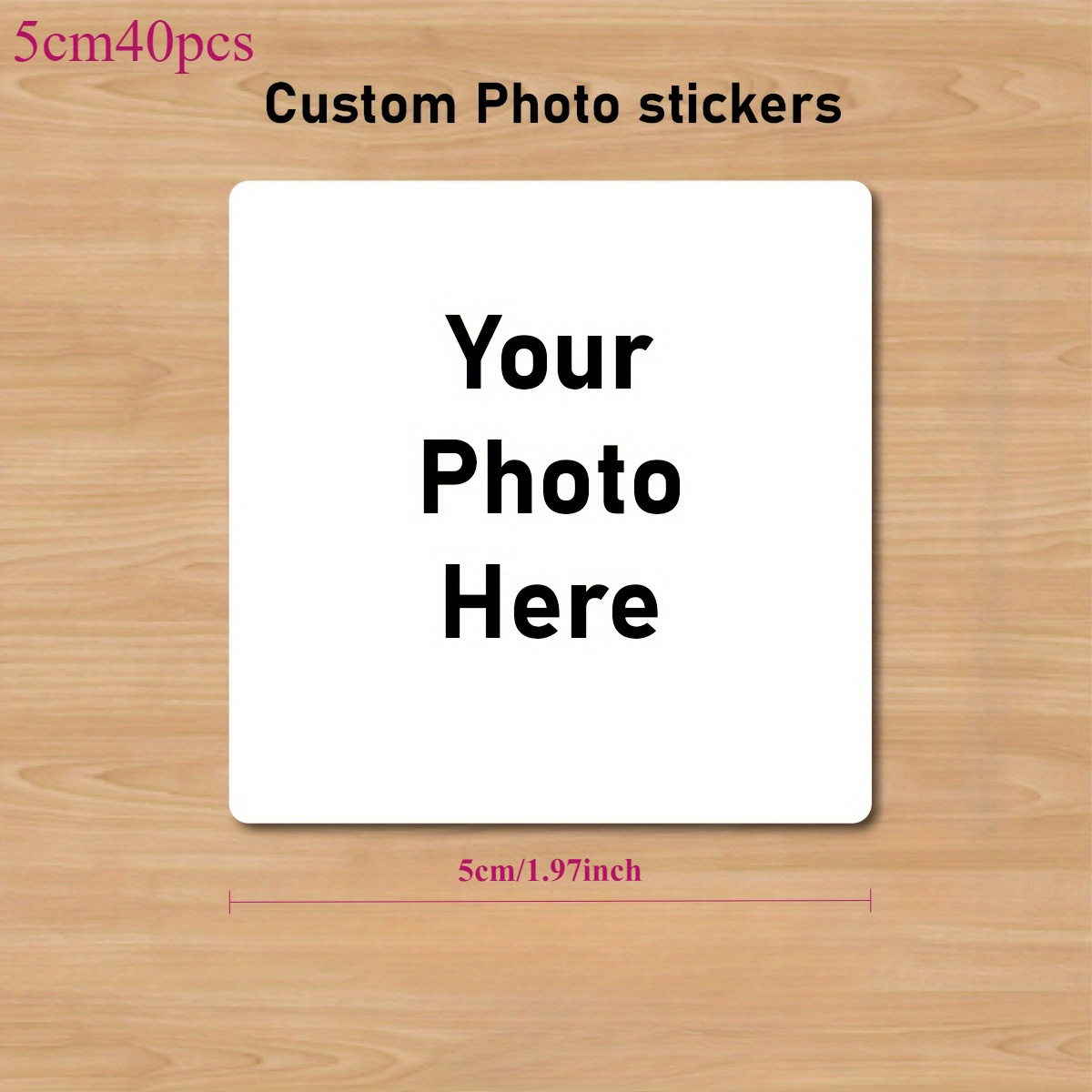E-shop 24-770 Stück Individuelle Fotoaufkleber, Wasserdichte Vinyl-Aufkleber, Personalisierte Familien- Haustierfotos als Dekorationen, Selbstklebende